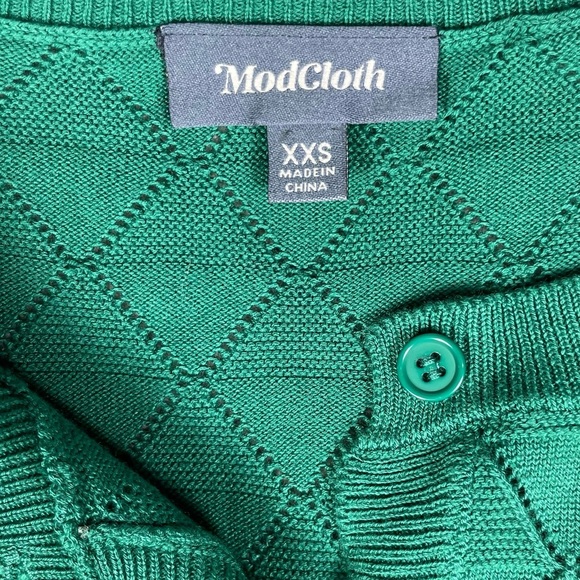 ModCloth Cardigan Womens XXS Green Button Up Minimalist Festive Casual Cozy - Picture 5 of 7